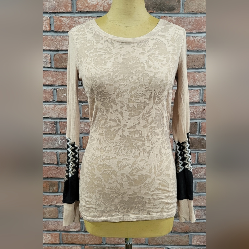BKE Buckle, Sheer Tan, Long Sleeve Shirt -M